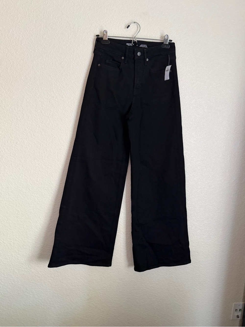 Old Navy Women’s Extra High-Waisted Super Wide-Leg Jeans 00 Black NEW - Picture 3 of 9